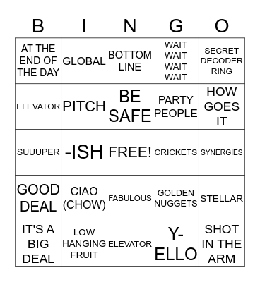 TOY STORE BUZZ WORD BINGO Card