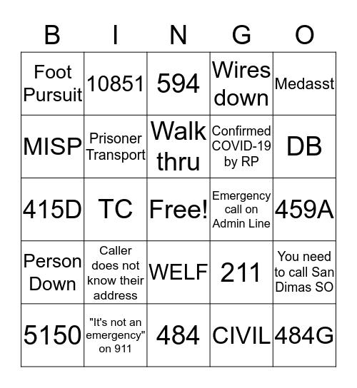 Dispatch Appreciation Week Bingo Card