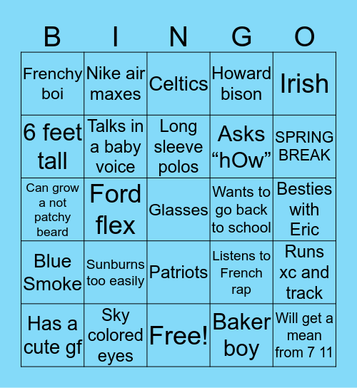Quinn Bingo Card