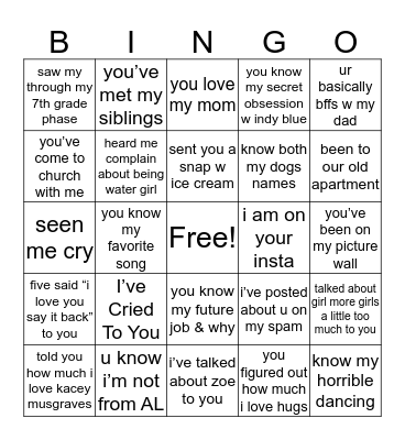 SE bingo Card