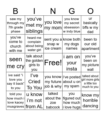 SE bingo Card