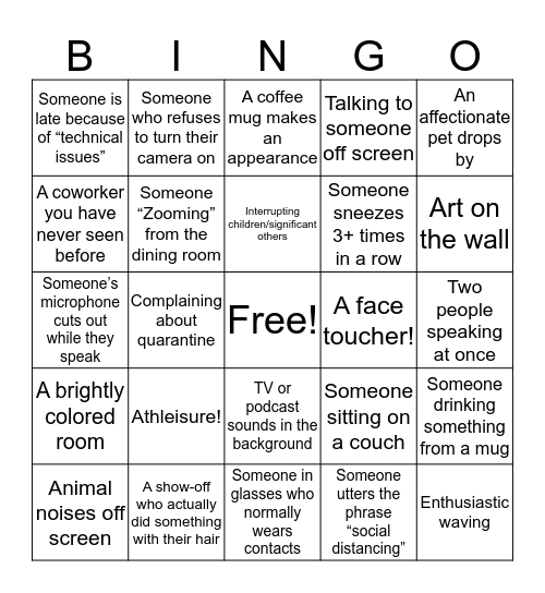 ZOOM BINGO Card