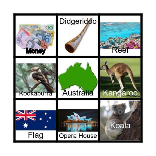 Australia Bingo Card