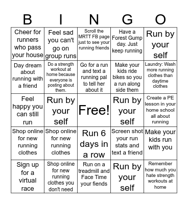 Cornavirus Bingo Card