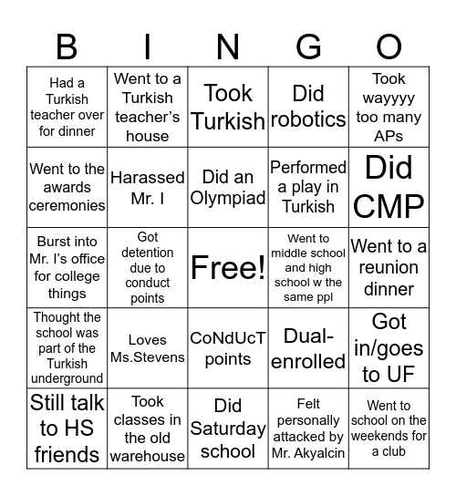 OSS Bingo Card