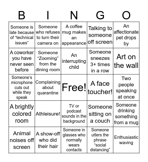 CFC Zoom BINGO Card