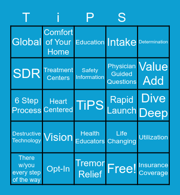 Tremor Program Services Bingo Card