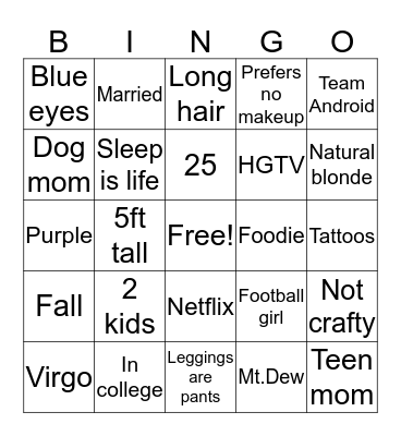 Kristen Bingo Card