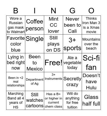 Ryan Bingo Card