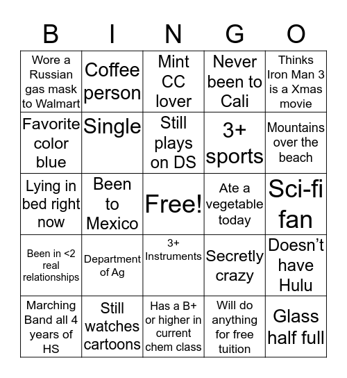 Ryan Bingo Card