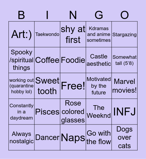Cynthia Bingo Card