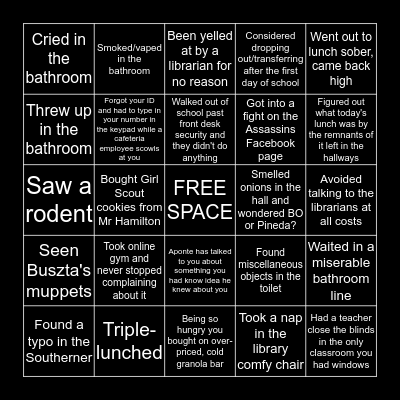 South Bingo Card