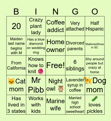 VIC’S BINGO Card