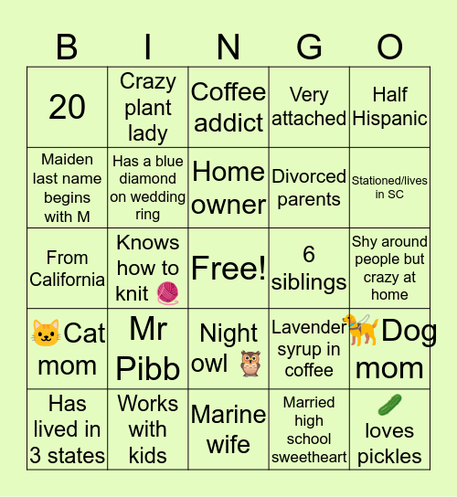 VIC’S BINGO Card