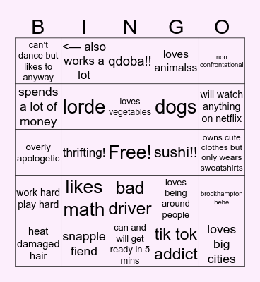 Grace 🤠 Bingo Card