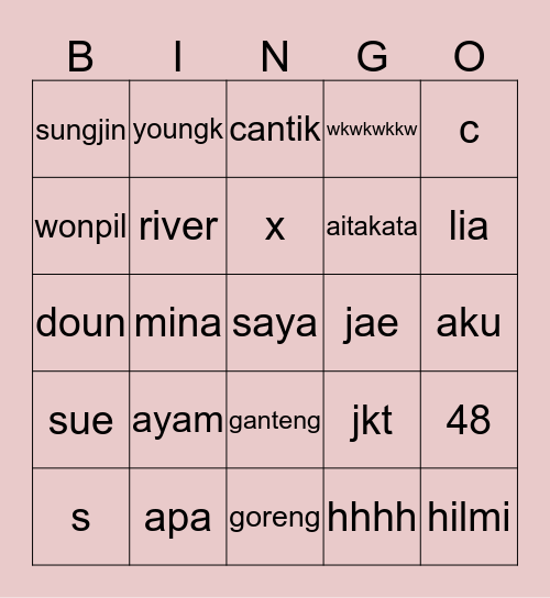 bingoooooo Bingo Card