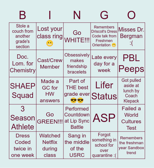 JUN YASSSSS Bingo Card