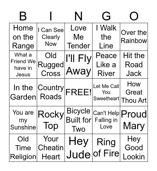Music Bingo Card
