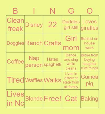 Samantha Bingo Card