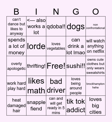 Grace 🤠 Bingo Card