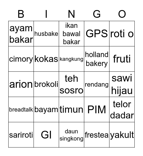 Bingo! Bingo Card