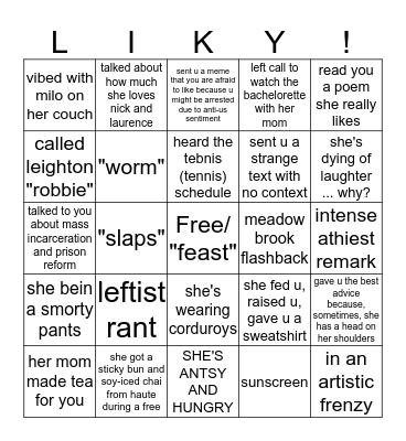 lily bingo Card