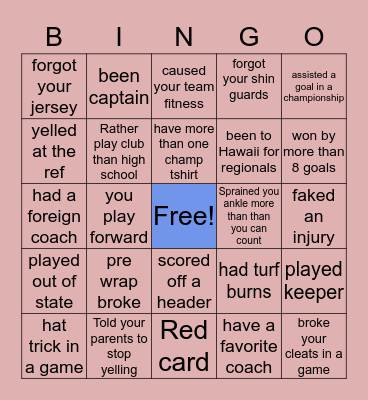 ⚽️SOCCER⚽️ Bingo Card