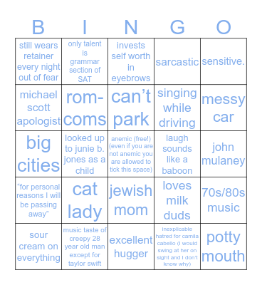 KATE BINGO! Bingo Card