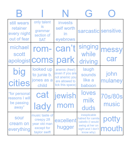 KATE BINGO! Bingo Card