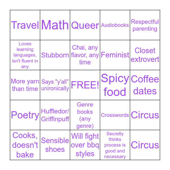 What do you have in common with Bingo Card