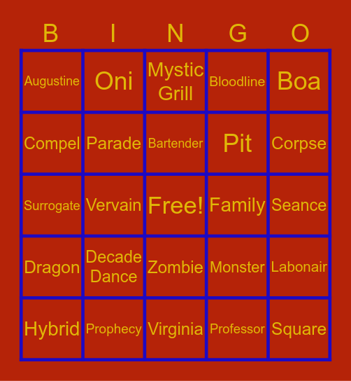 TVDU-1 Bingo Card