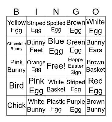 Bunnies and Eggs (April 6-12) Bingo Card