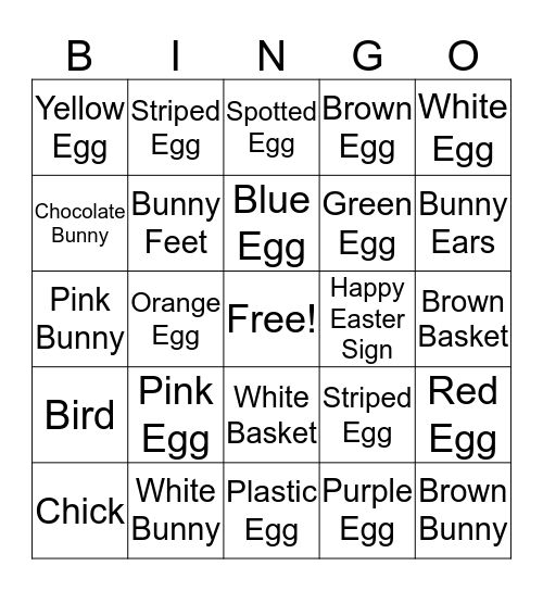 Bunnies and Eggs (April 6-12) Bingo Card