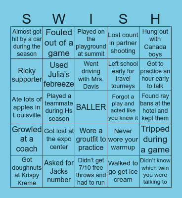 CINCY SWISH 2022 Bingo Card