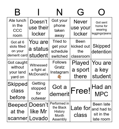 Gratz Bingo!!! Bingo Card