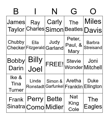Musical Decades Bingo Card