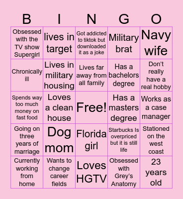 Gloria Bingo Card