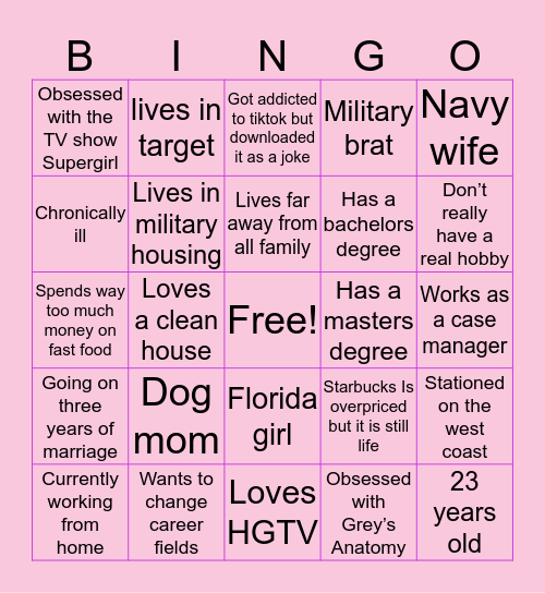 Gloria Bingo Card