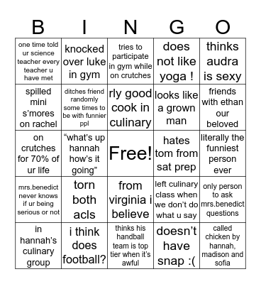 COLLIN I LOVE YOU Bingo Card