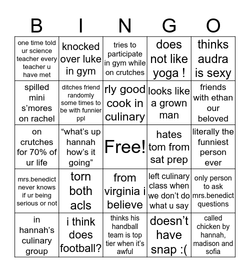 COLLIN I LOVE YOU Bingo Card