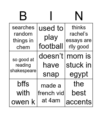 owen love of my life Bingo Card