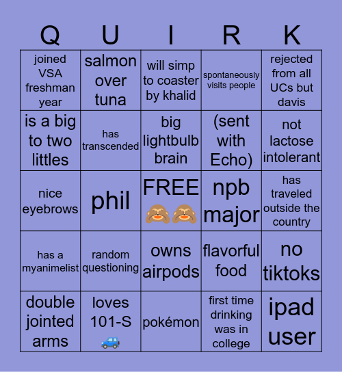 siamese bingo Card