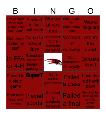 Colusa High School Bingo Card
