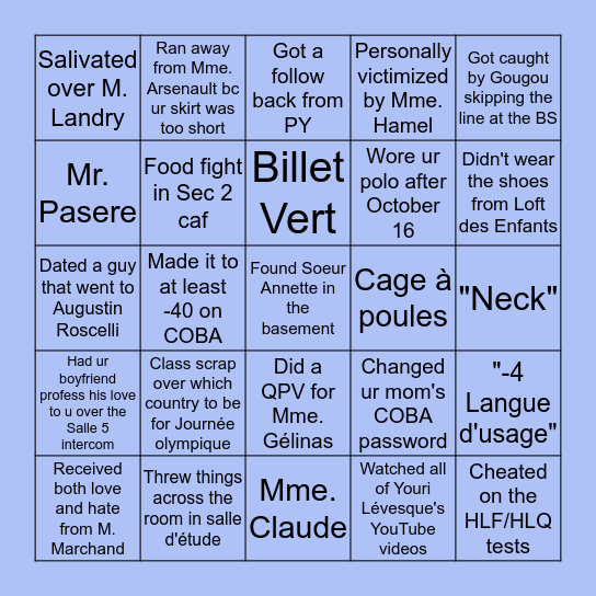 Regina Assumpta Bingo Card