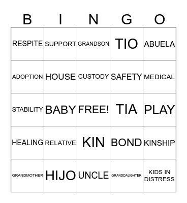 KINSHIP Bingo Card