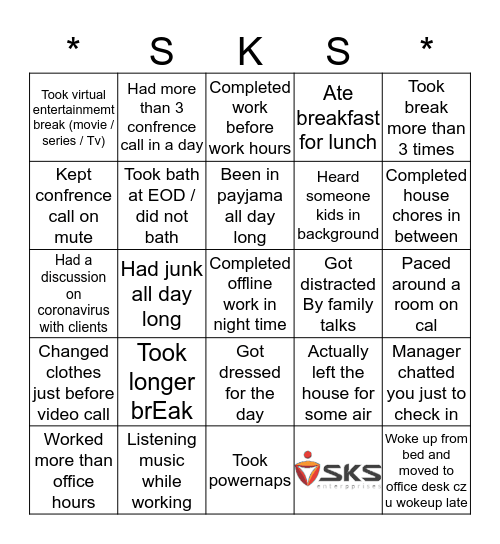 SKS ENTERPPRISES Bingo Card