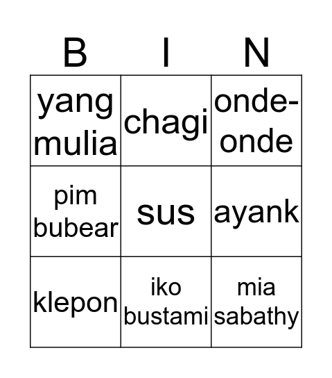 Bingo bersama Miyeon Bingo Card