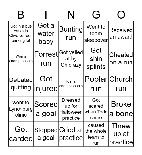 PHSFH Bingo🏑 Bingo Card