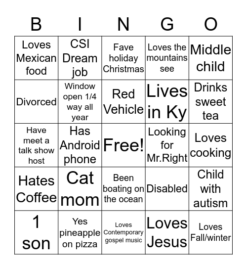 Get 2 know Sabriba Bingo Card