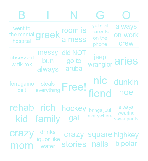 isadora Bingo Card